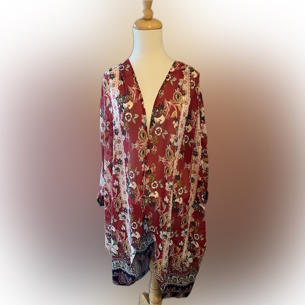 L Love Red Kimono Top size 1XL